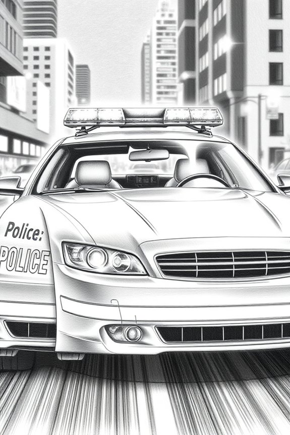 realistic police car drawing