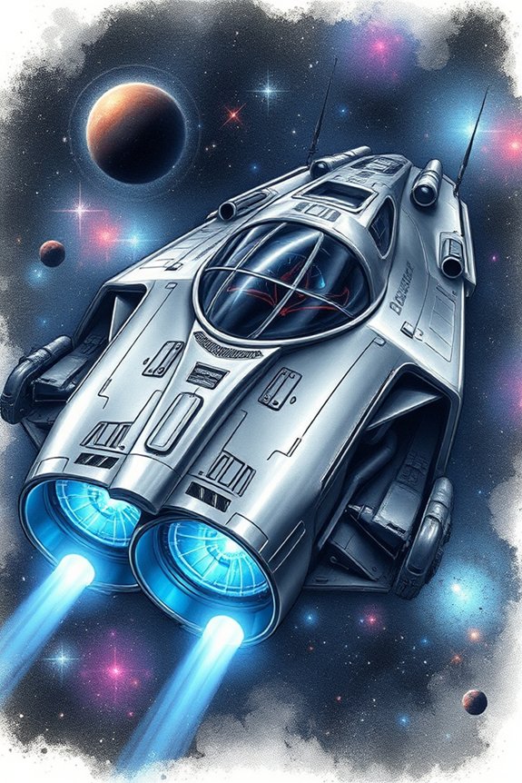 realistic spaceship drawing project