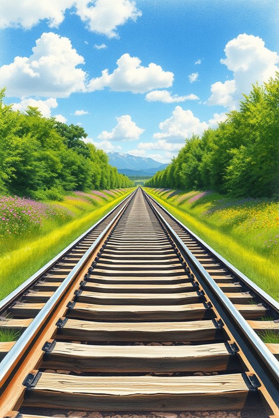 realistic train track drawing