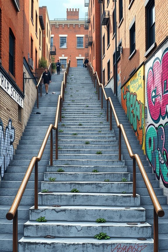 realistic urban stairs drawing