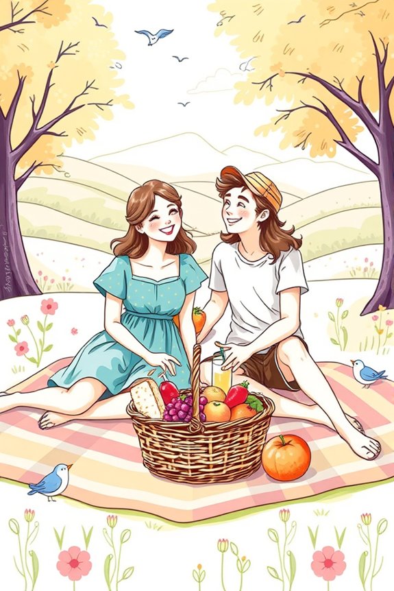 relaxed picnic couple drawing