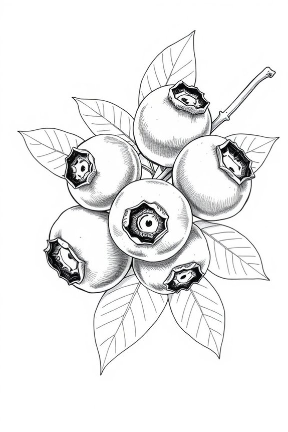relaxing artistic blueberry drawing