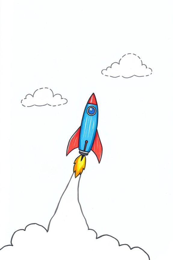 rocket drawing project excitement