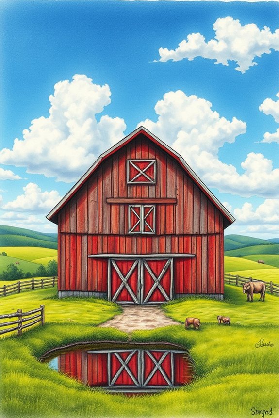 rural charm barn drawing