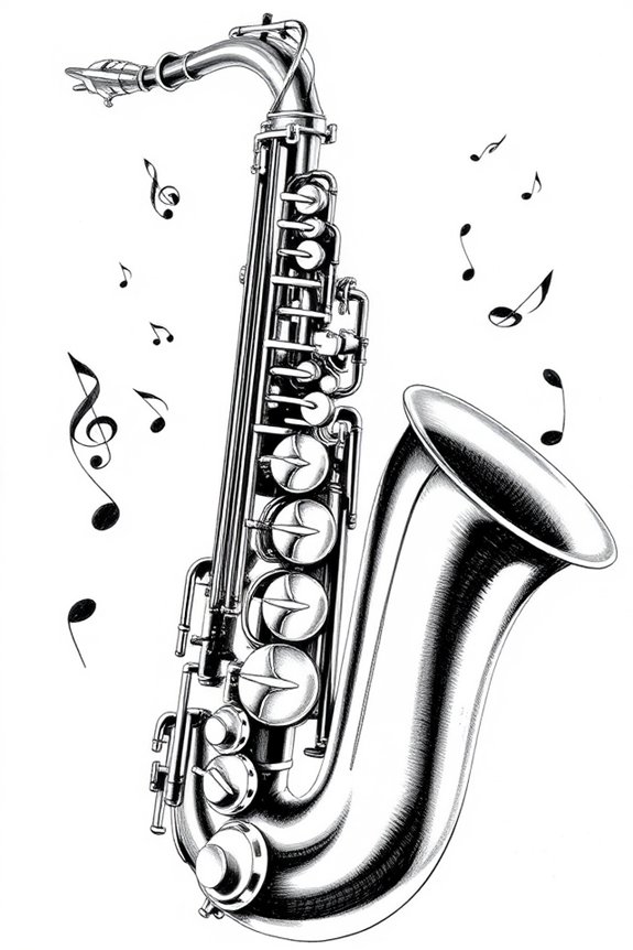 saxophone drawing emphasizes simplicity
