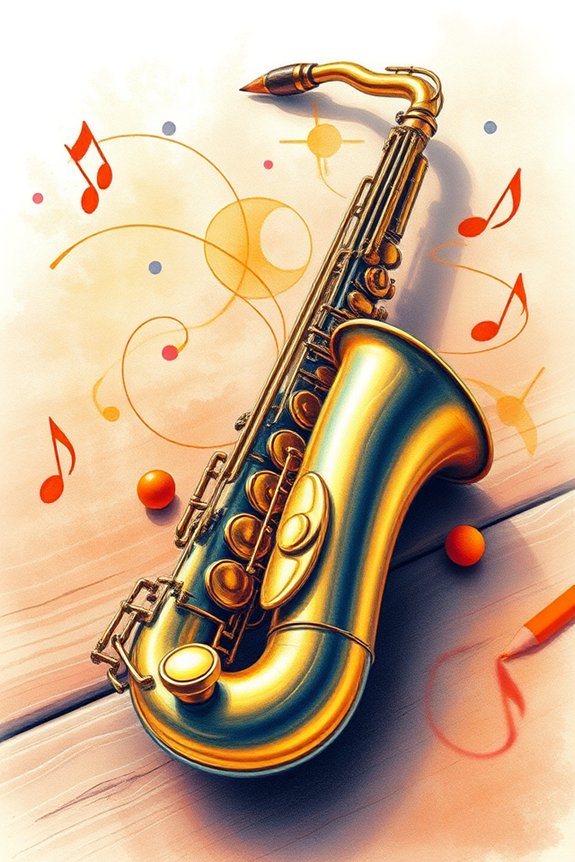 saxophone drawing with colors