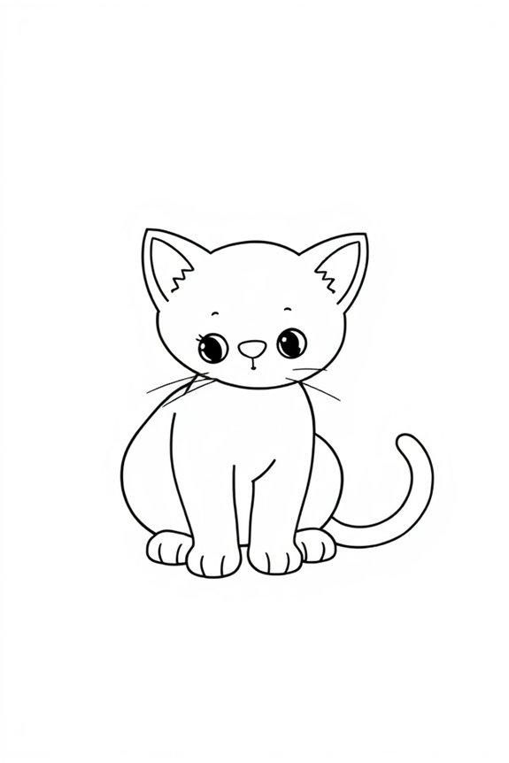 simple kitty line drawing