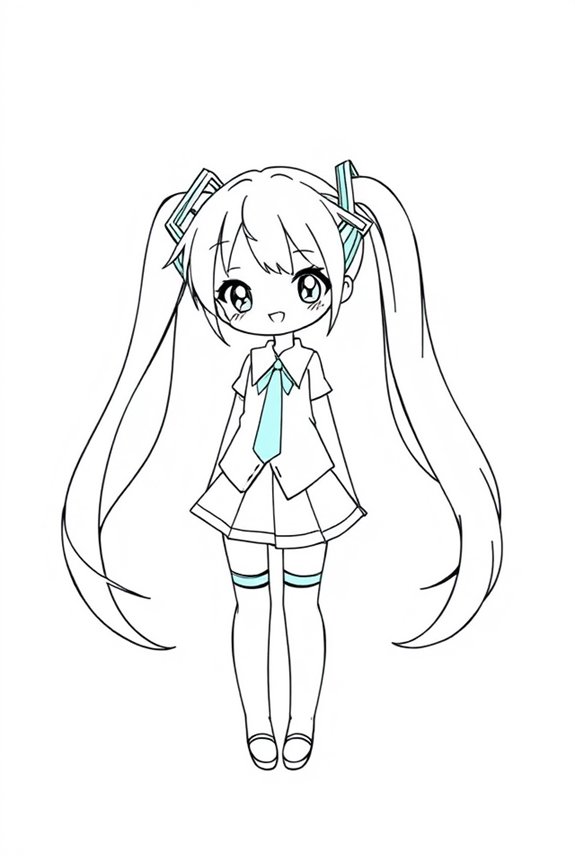 simple miku line art