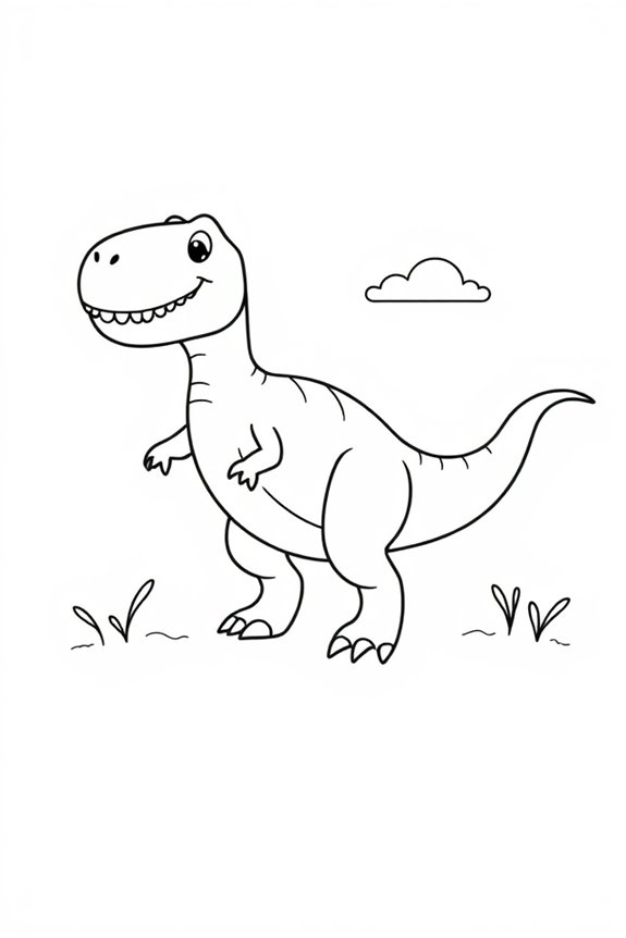 simple t rex line drawing