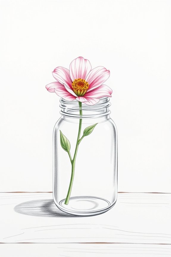 single flower jar drawing
