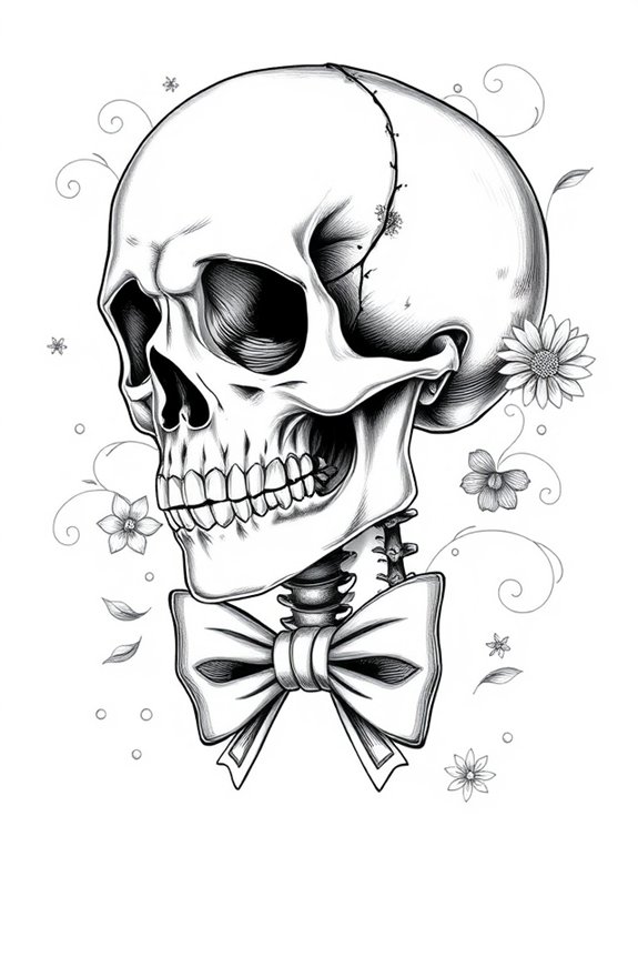 skeleton head bowtie art