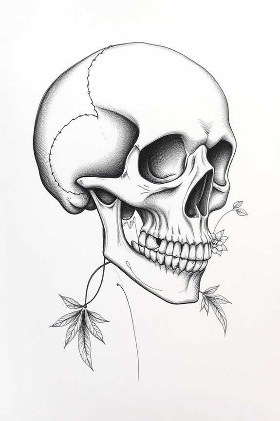 skeleton head drawing project