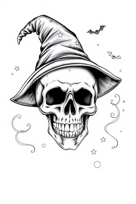 skeleton witch hat art