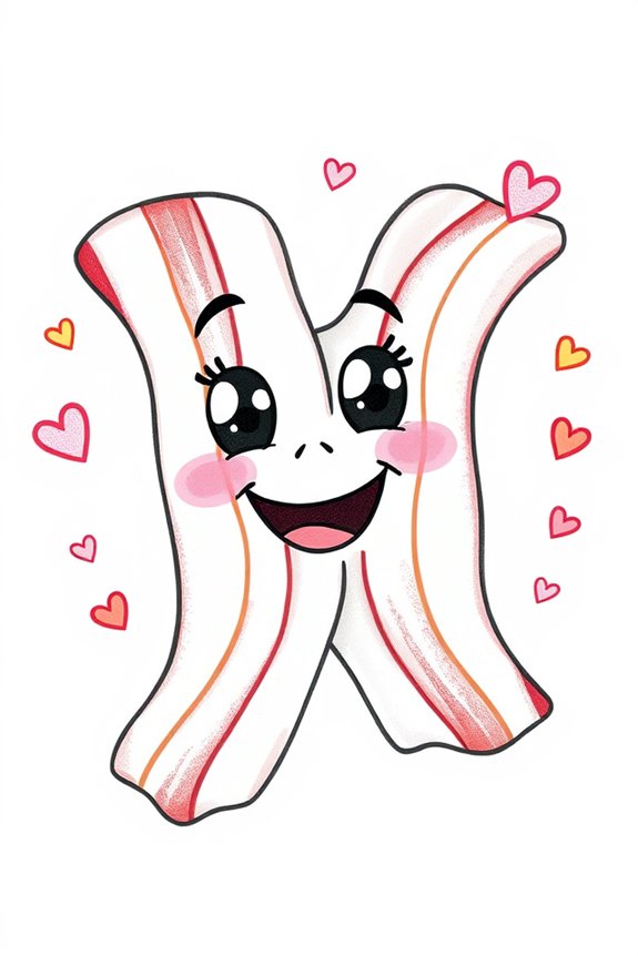 smiling bacon strip drawing