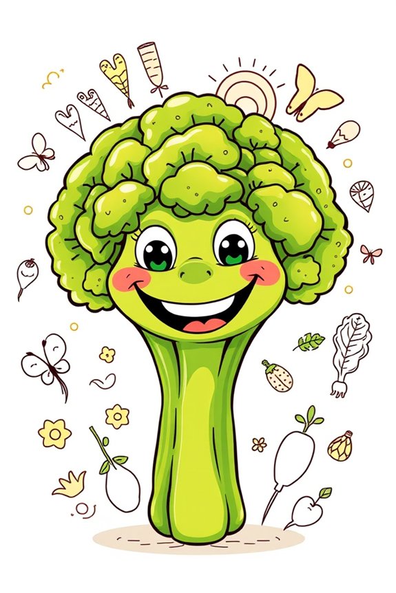 smiling broccoli drawing project