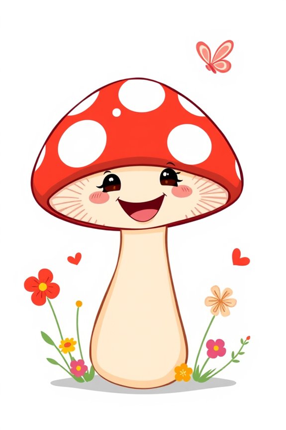 smiling cartoon mushroom drawing