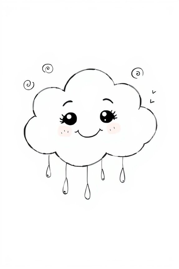 smiling cloud line drawing