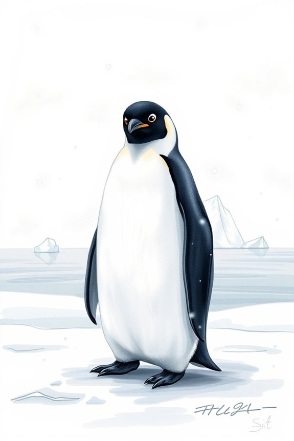 solitary penguin on ice