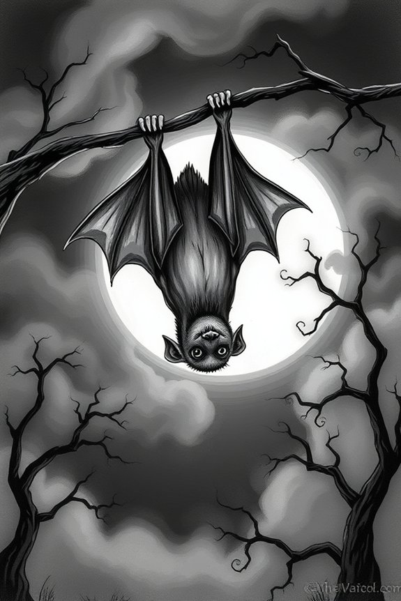 spooky bat drawing idea