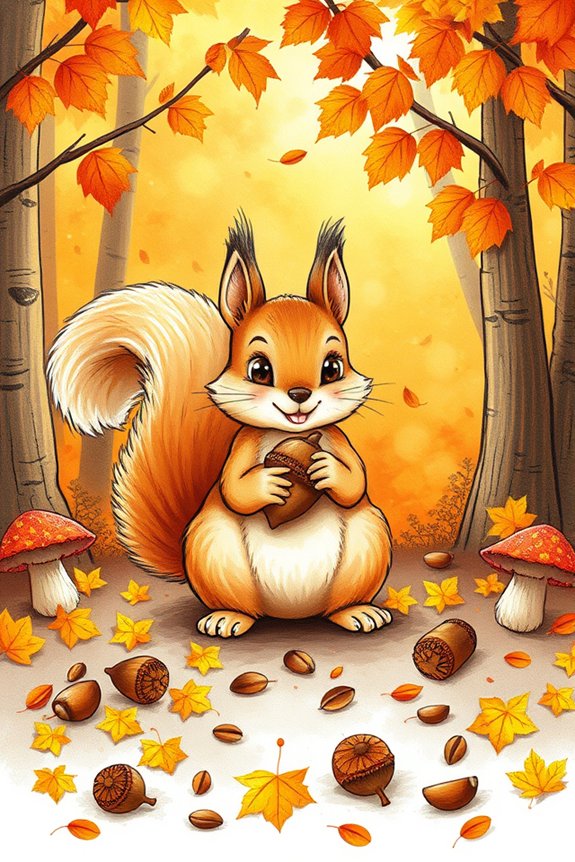 squirrel gathering autumn nuts