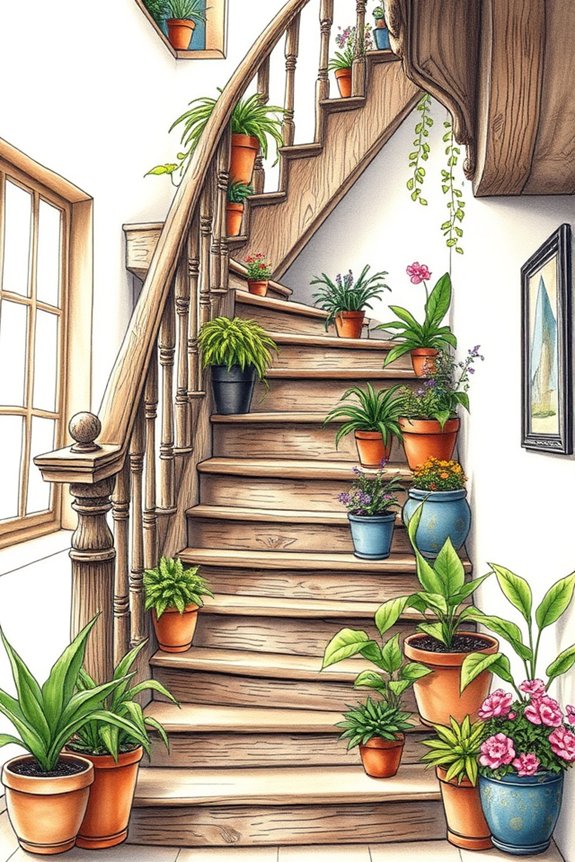 stairs adorned with plants