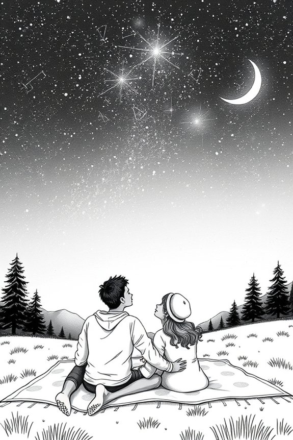 stargazing couple black white