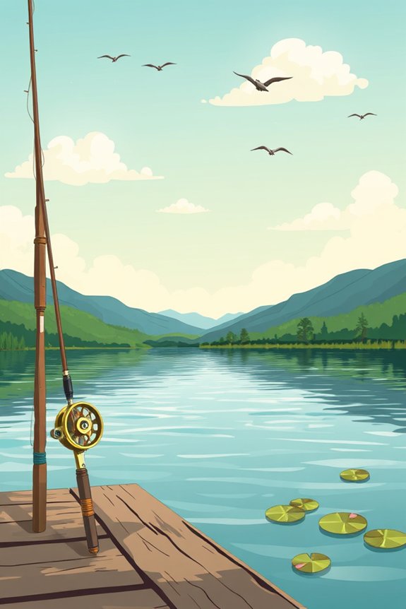 stylized lake fishing art