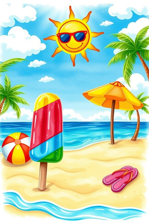 summer themed vibrant drawing