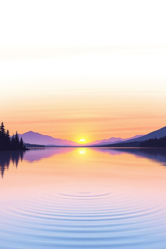 sunrise lake reflection drawing