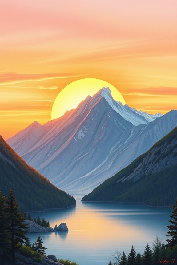sunrise mountains drawing techniques