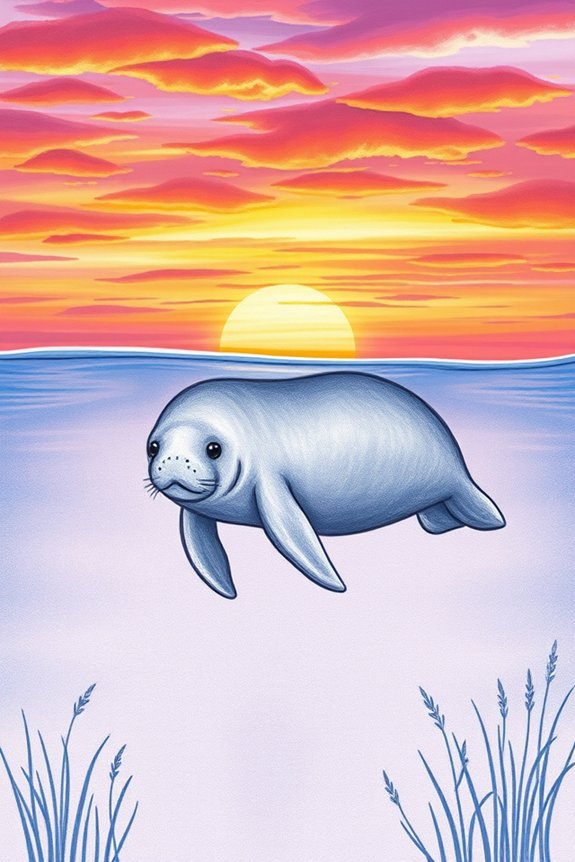 sunset manatee drawing project