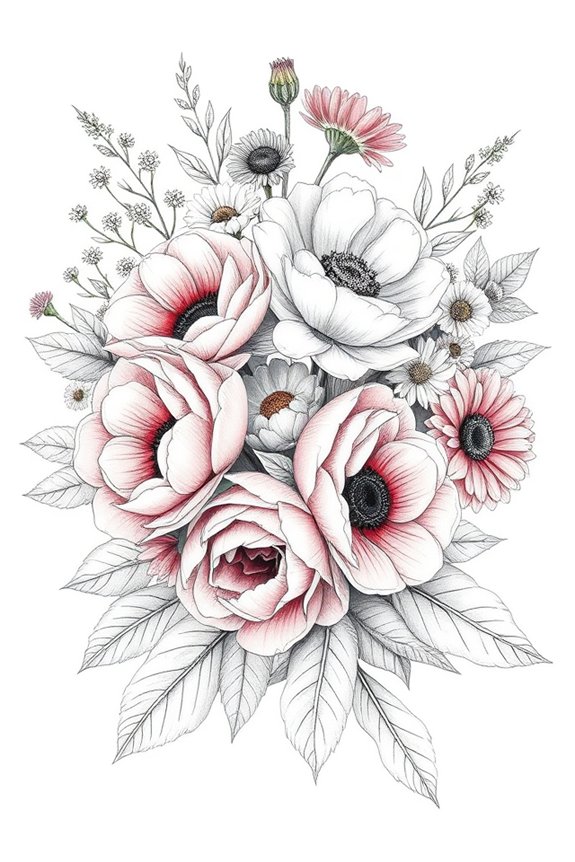 textured floral drawing techniques