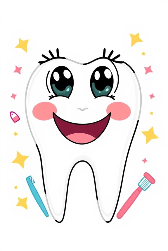 tooth drawing with happiness