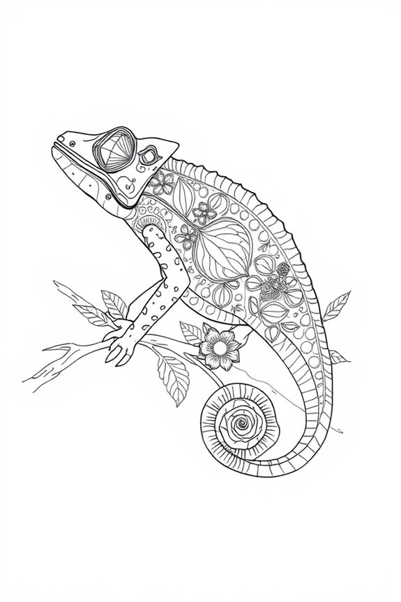 unique monoline chameleon art