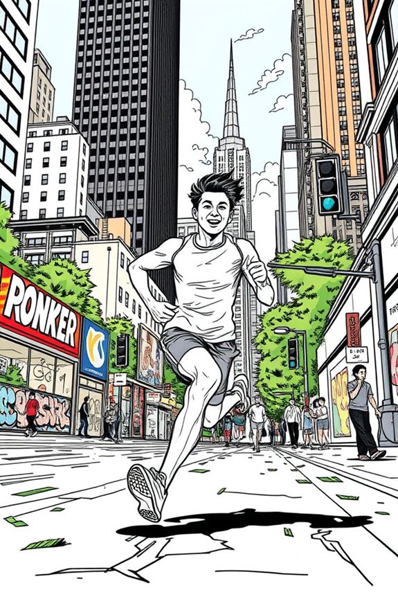 urban runner in motion