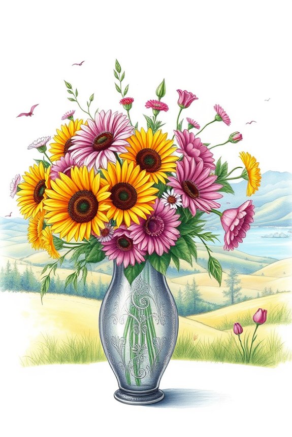 vase with scenic backdrop