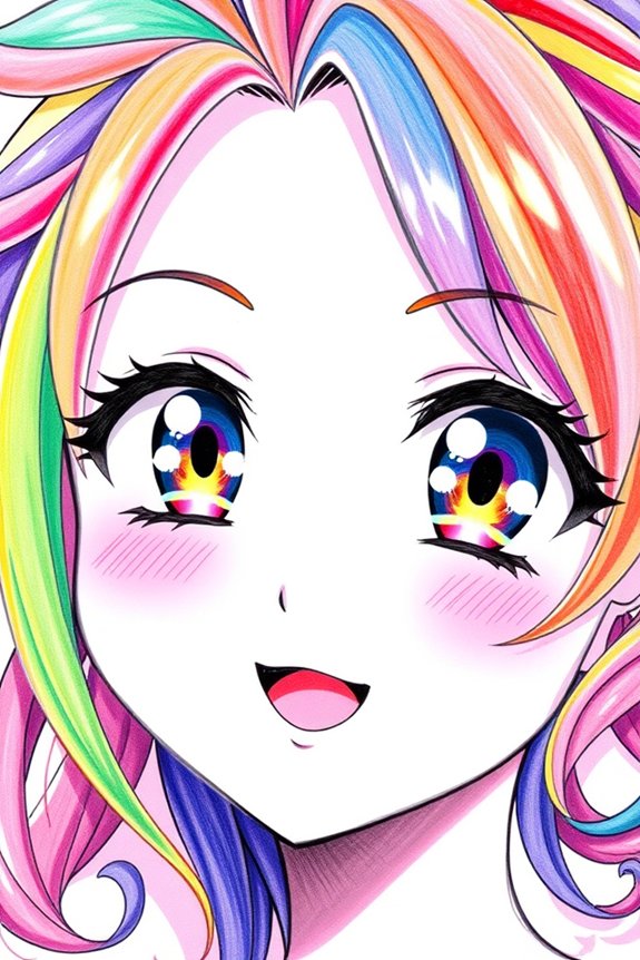vibrant anime face drawing