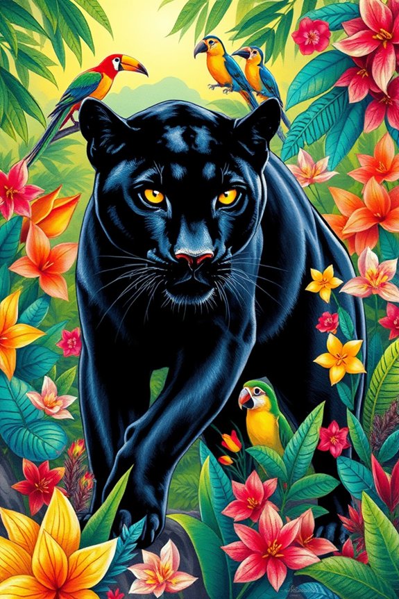 vibrant black panther artwork