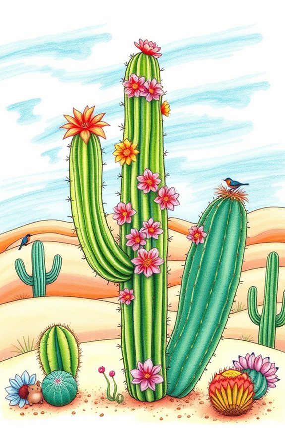 vibrant cactus graffiti art