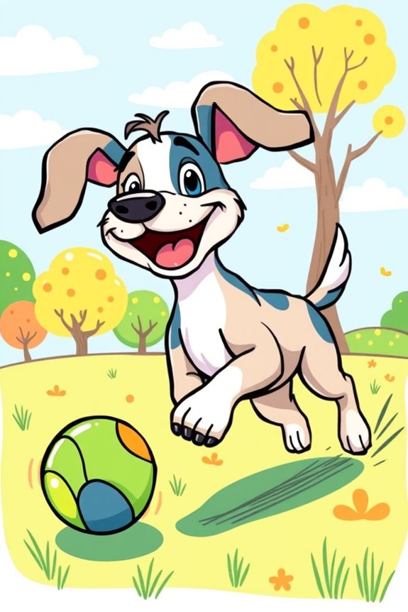 vibrant cartoon dog drawing
