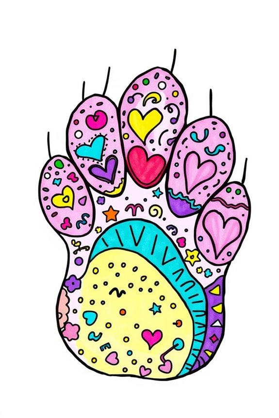 vibrant cat paw doodles