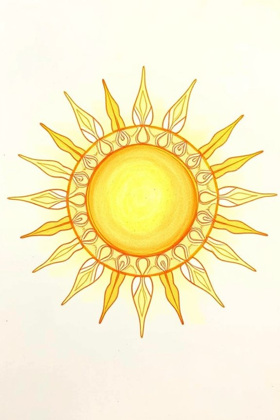 vibrant circle sun drawing