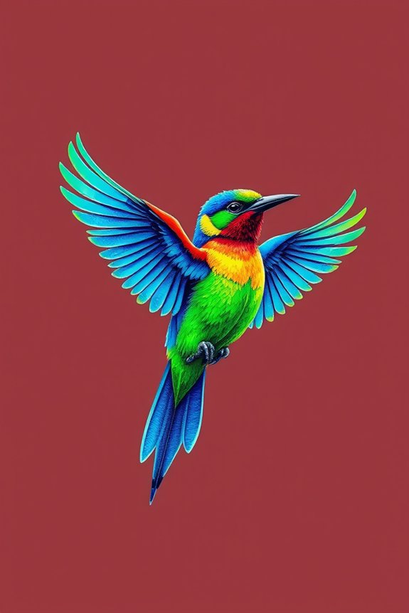 vibrant colorful bird art