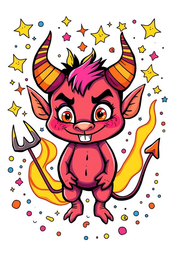 vibrant colorful devil doodle