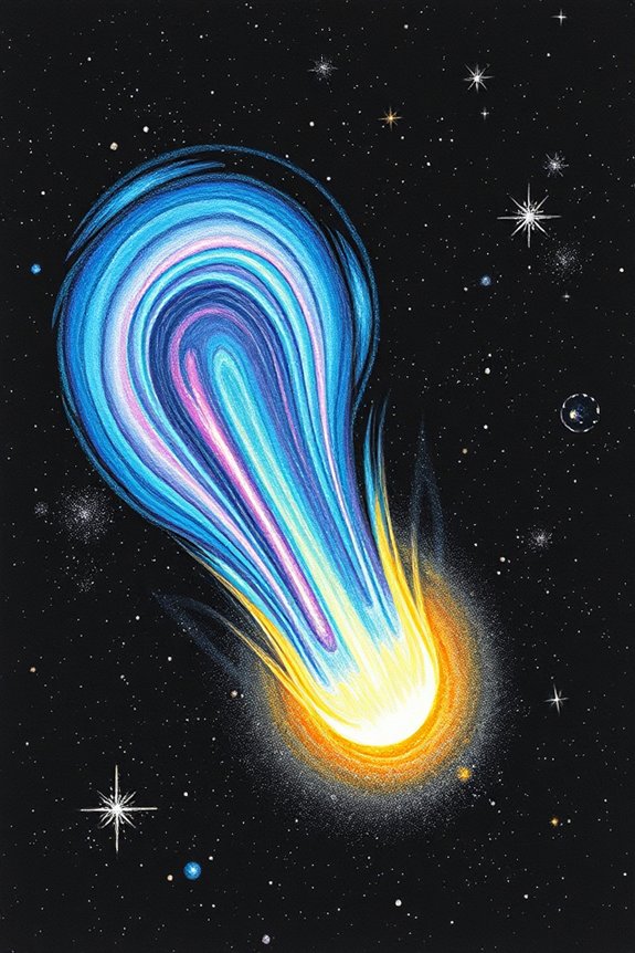 vibrant comet tail drawing
