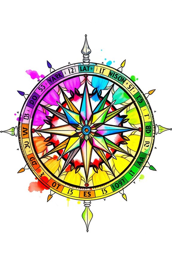 vibrant compass rose design