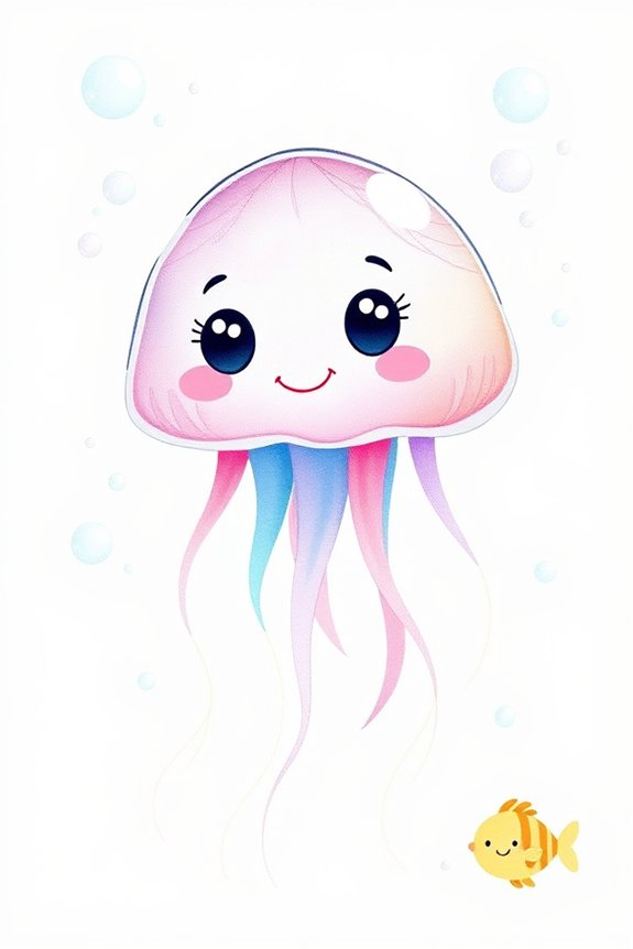 vibrant cute jellyfish illustration