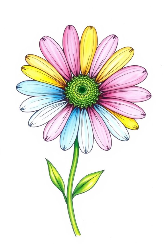 vibrant daisy flower sketch