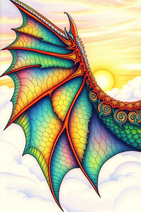 vibrant dragon wing art