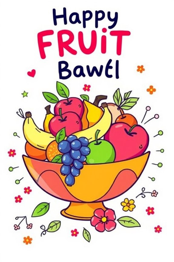 vibrant fruit bowl drawing